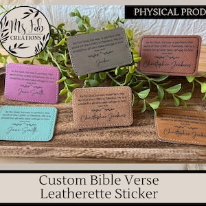Leatherette Sticker Engraved Bible Verse, Custom Leatherette, Personalized Bible,christian ...