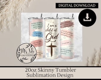 Christian Tumbler Wrap, Tumbler Sublimation Design, 20 oz Tumbler Wrap, Christian Tumbler PNG, Ik ben tumbler wrap, Sublimation Tumbler Design