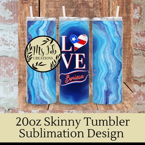 Puerto Rico sublimation design, Boricua tumbler wrap, puerto rico flag tumbler png, 20 oz Tumbler Wrap, Skinny Tumbler PNG, Puerto Rico PNG
