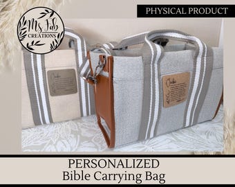 Large Bible bag,Canvas Tote, Multi Pocket,Personalized,Religious gift Women,Bible Study Christian,Tote Bag,Church bag,Christian Gift