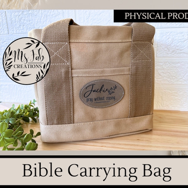 Bible bag,Canvas Satchel Tote, Multi Pocket,Personalized,Religious gift Women,Bible Study Christian,Tote Bag,Church bag,Christian Gift, Her