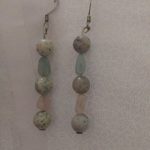 Dendritic Opal And Morganite Earrings