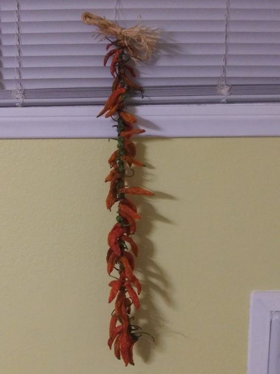 Rare Handmade Orange Chili Pepper Ristra