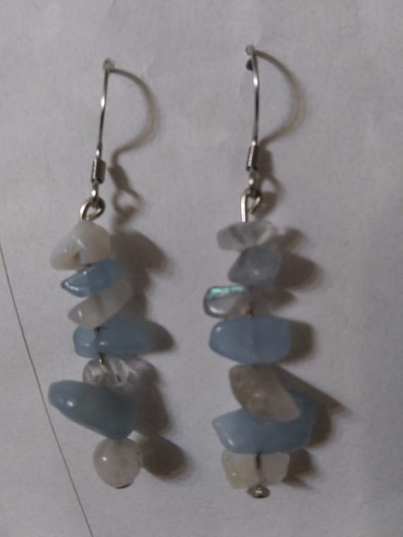Hanukkah Joy Dangle Earrings-Made W/Genuine Aquamarine, Mixed Jasper, & Labradorite