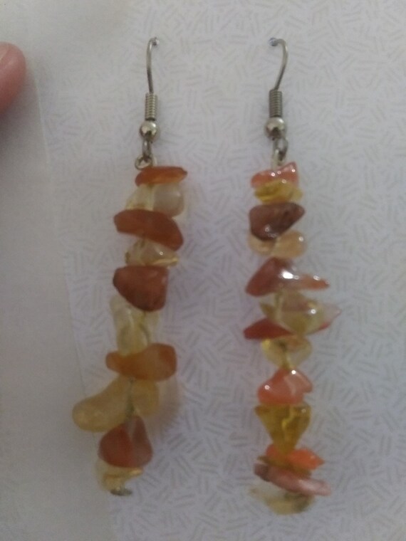 Solar Flare Natural Stone Dangle Earrings-Citrine & Carnelian