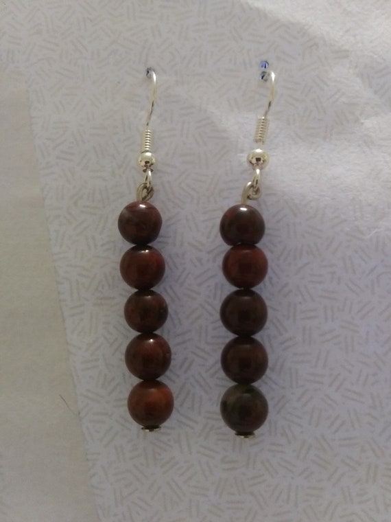 Genuine Apple Jasper Bead Dangle Earrings