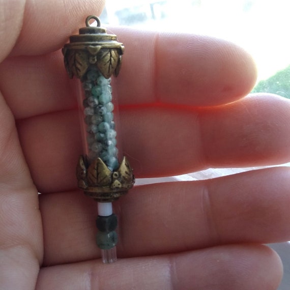 Genuine Emerald Glass Vial Charm/Pendant