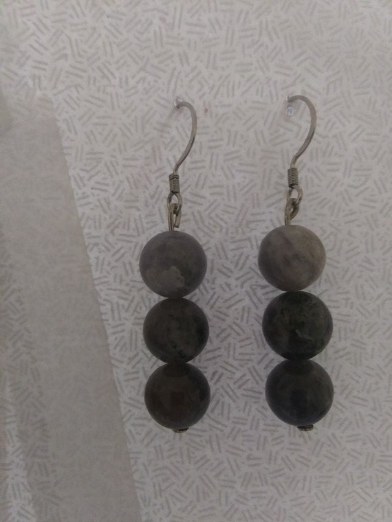 Genuine Iolite Large Bead Dangle Earrings