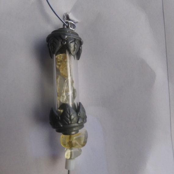 Genuine Citrine Glass Vial Charm/Pendant-Steampunk/Victorian Style