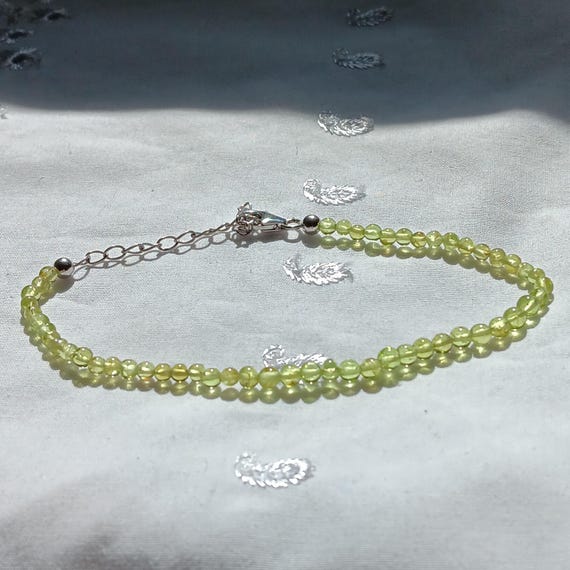 Delicate, Genuine Peridot Bead Bracelet
