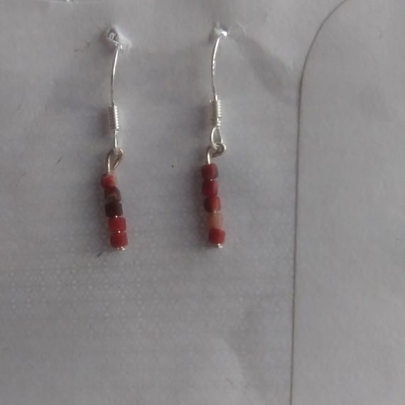 Genuine Thulite Mini-Dangle Earrings