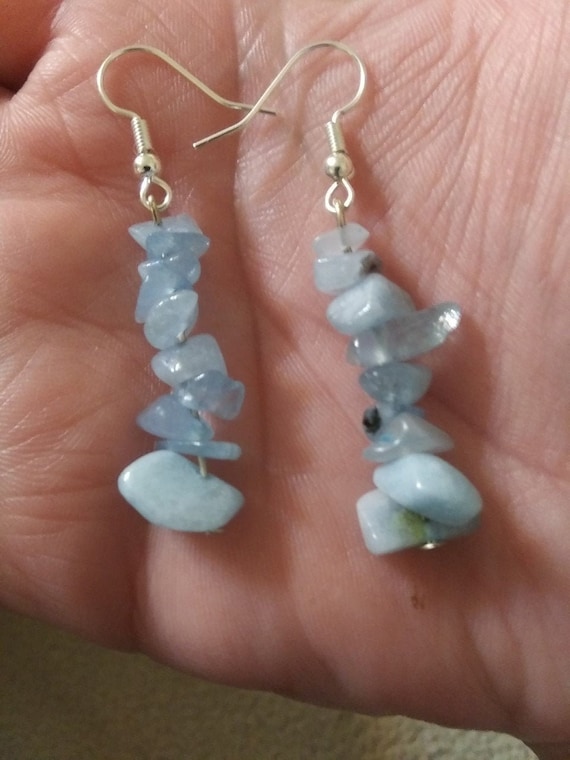 Genuine Aquamarine Dangle Earrings