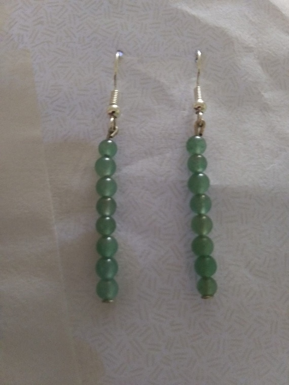 Genuine Green Aventurine bead Dangle Earrings
