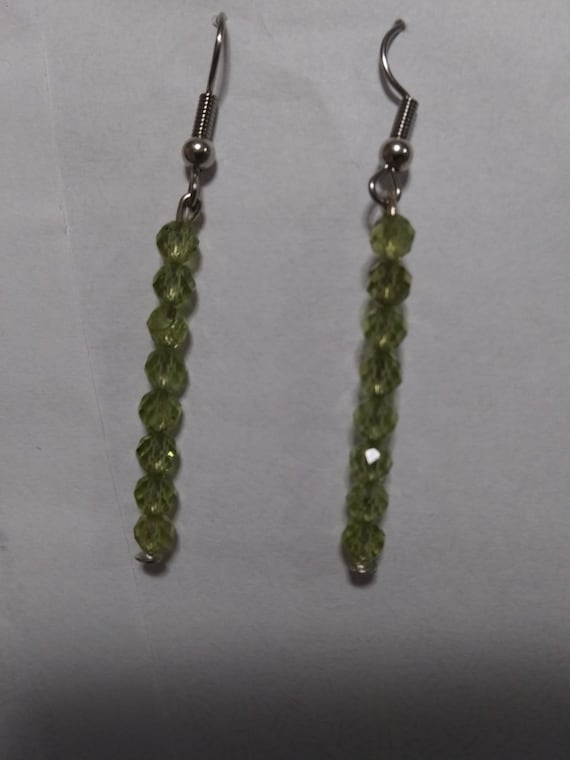 Genuine Faceted Peridot Stone Dangle Earrings