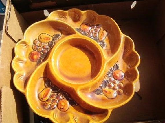 Vintage Maurice of California Ceramic Dip and Chips Server Plate