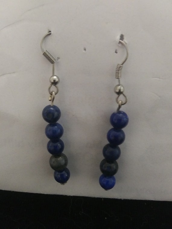 Genuine, Lapis Lazuli Bead Dangle Earrings