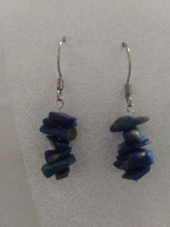 Genuine Lapis Lazuli Chip Dangle Earrings