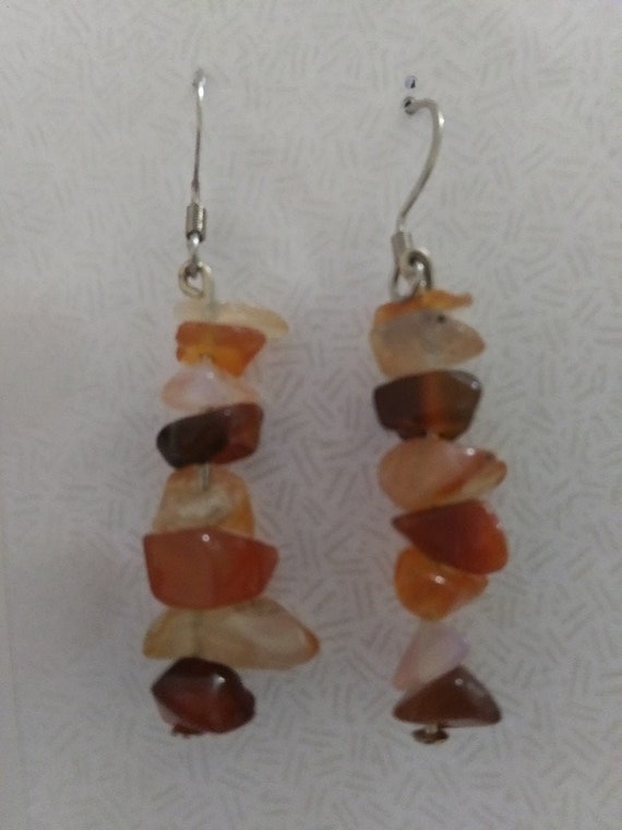 Genuine Carnelian Dangle Earrings