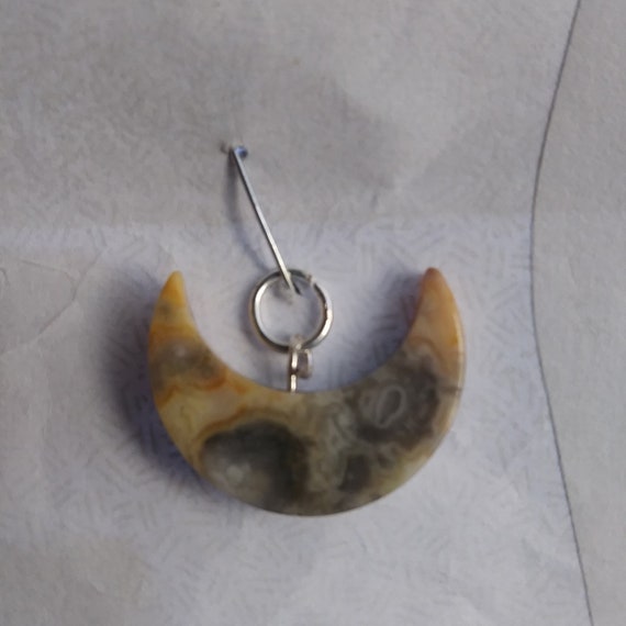 Genuine Crazy Lace Agate Crescent Moon Pendant