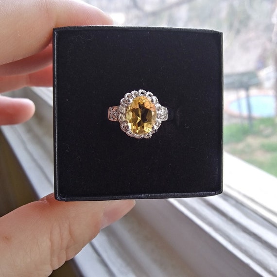 Lovely, Ladies Genuine Oval Citrine Ring Set in Sterling Silver-Size 7