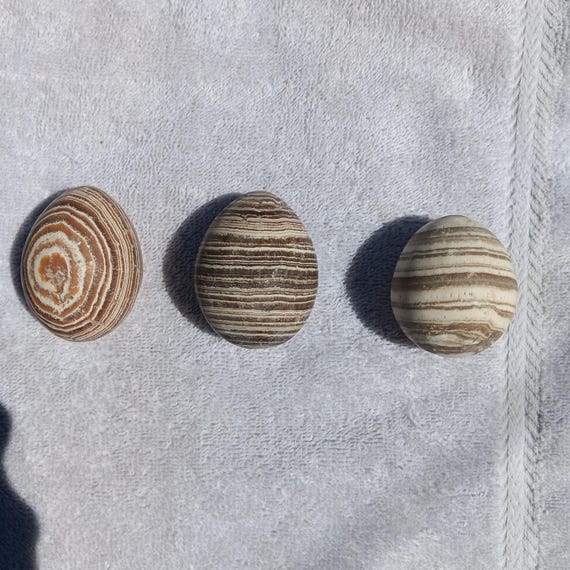 Set Of Three, Striated Chert Eggs-LQQK!