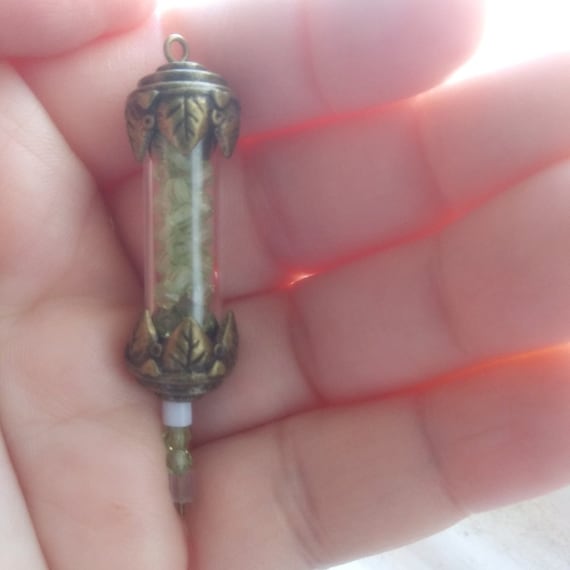 Genuine Peridot Glass Vial Charm/Pendant