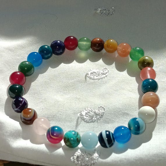 Genuine, Multi-Gemstone, Beaded, Rainbow Stretch Bracelet II