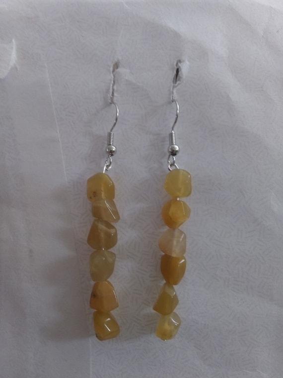 Genuine Lemon Quartz Nugget Dangle Earrings