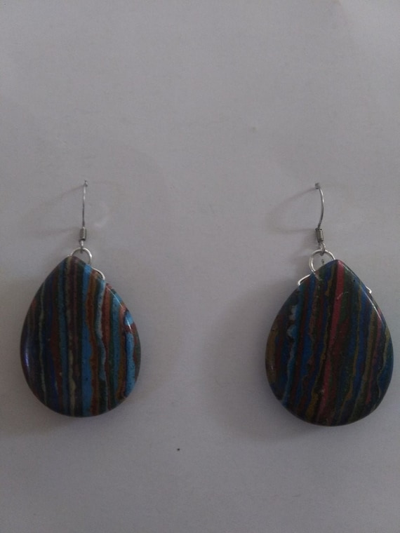 Genuine Rainbow Calsilica Handmade Earrings