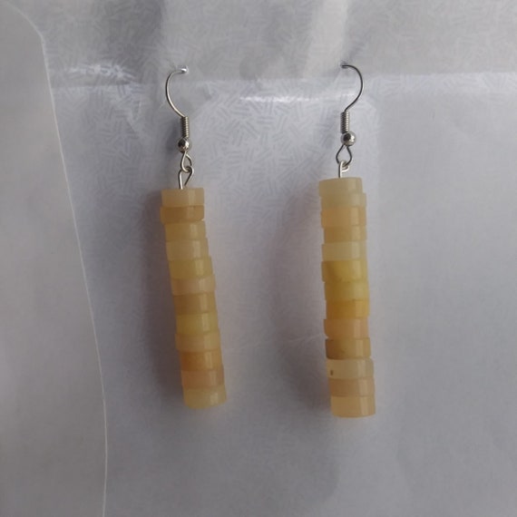 Genuine Yellow Sunstone Long Dangle Earrings