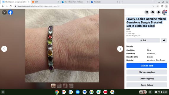 Lovely, Ladies Genuine Mixed Gemstone Bangle Bracelet Set in Stainless Steel