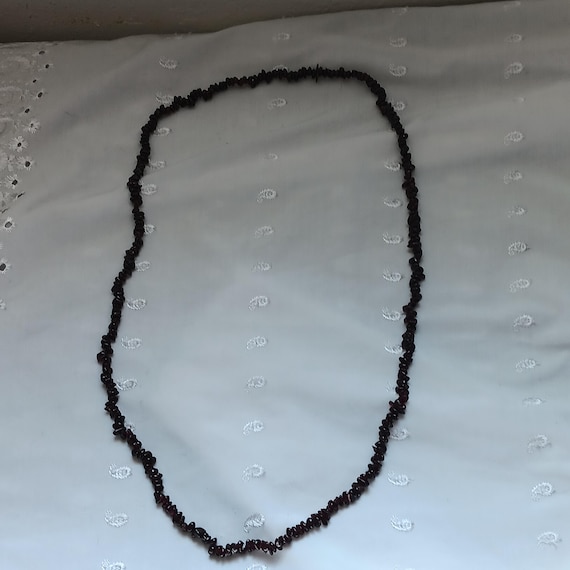 Vintage, Genuine Garnet Chip Long Necklace