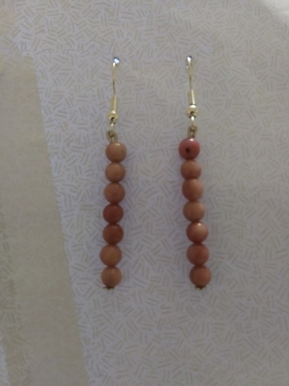 Genuine Rhodonite Bead Dangle Earrings