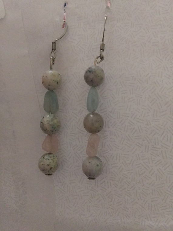 Dendritic Opal And Morganite Earrings