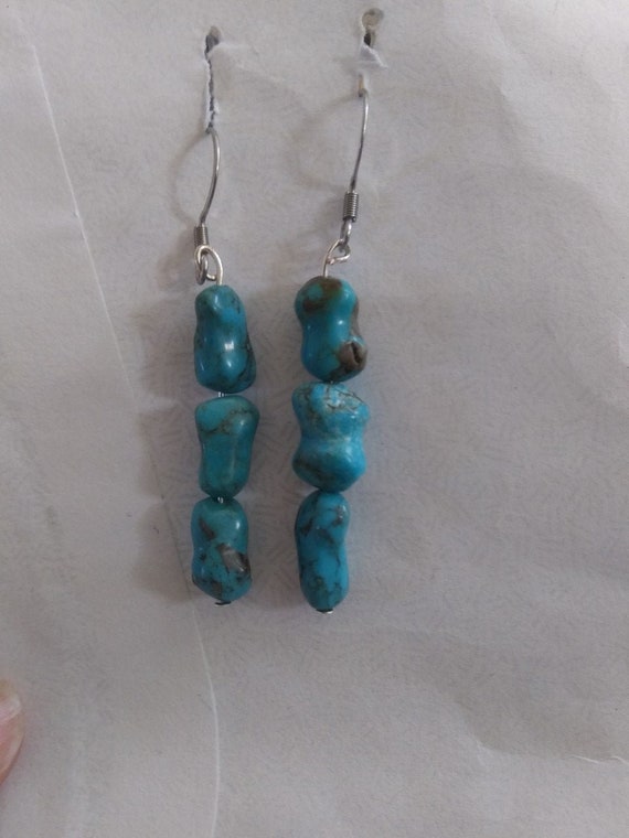 Genuine Arizona Turquoise Nugget Earrings