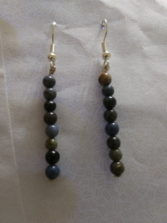 Genuine Sunset Dumortierite Bead Dangle Earrings