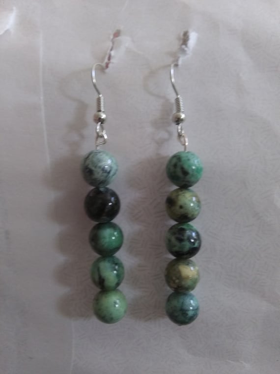 Genuine Green Variscite Dangle Earrings