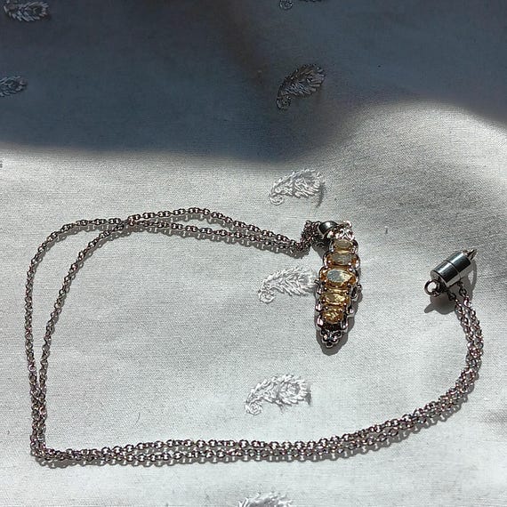 Genuine Citrine & Silvertone Necklace