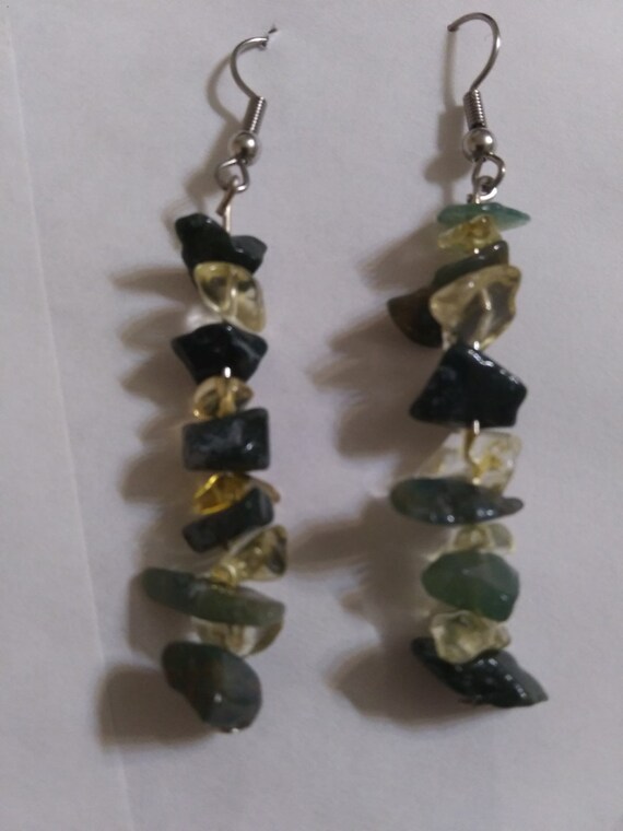 Citrine And Ocean Jasper Long Dangle Earrings