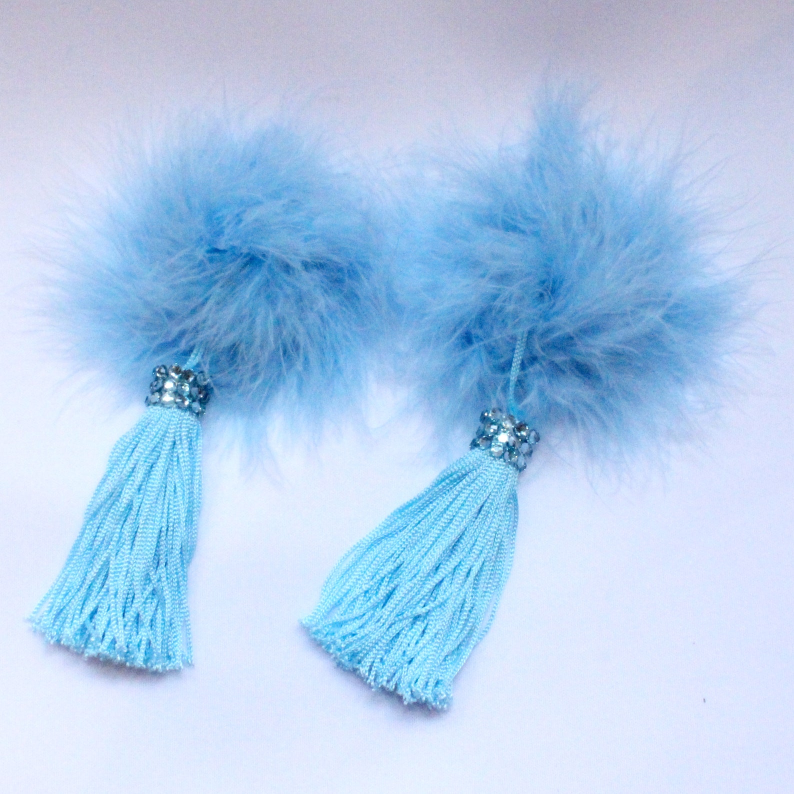Fluffy Baby Blue Nipple Tassels Etsy