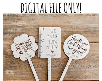 Personalized Teacher Plant Stakes SVG | Laser Cut Files | Glowforge Files | Mothers Day Gifts | Teacher Appreciation | Teacher Gifts