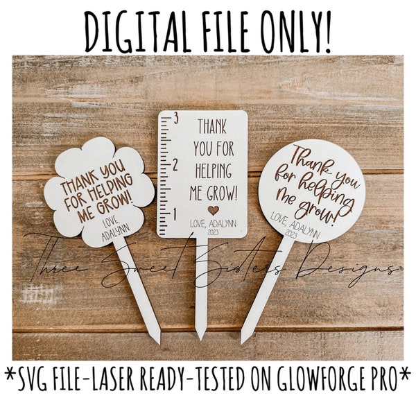 Personalized Teacher Plant Stakes SVG | Laser Cut Files | Glowforge Files | Mothers Day Gifts | Teacher Appreciation | Teacher Gifts