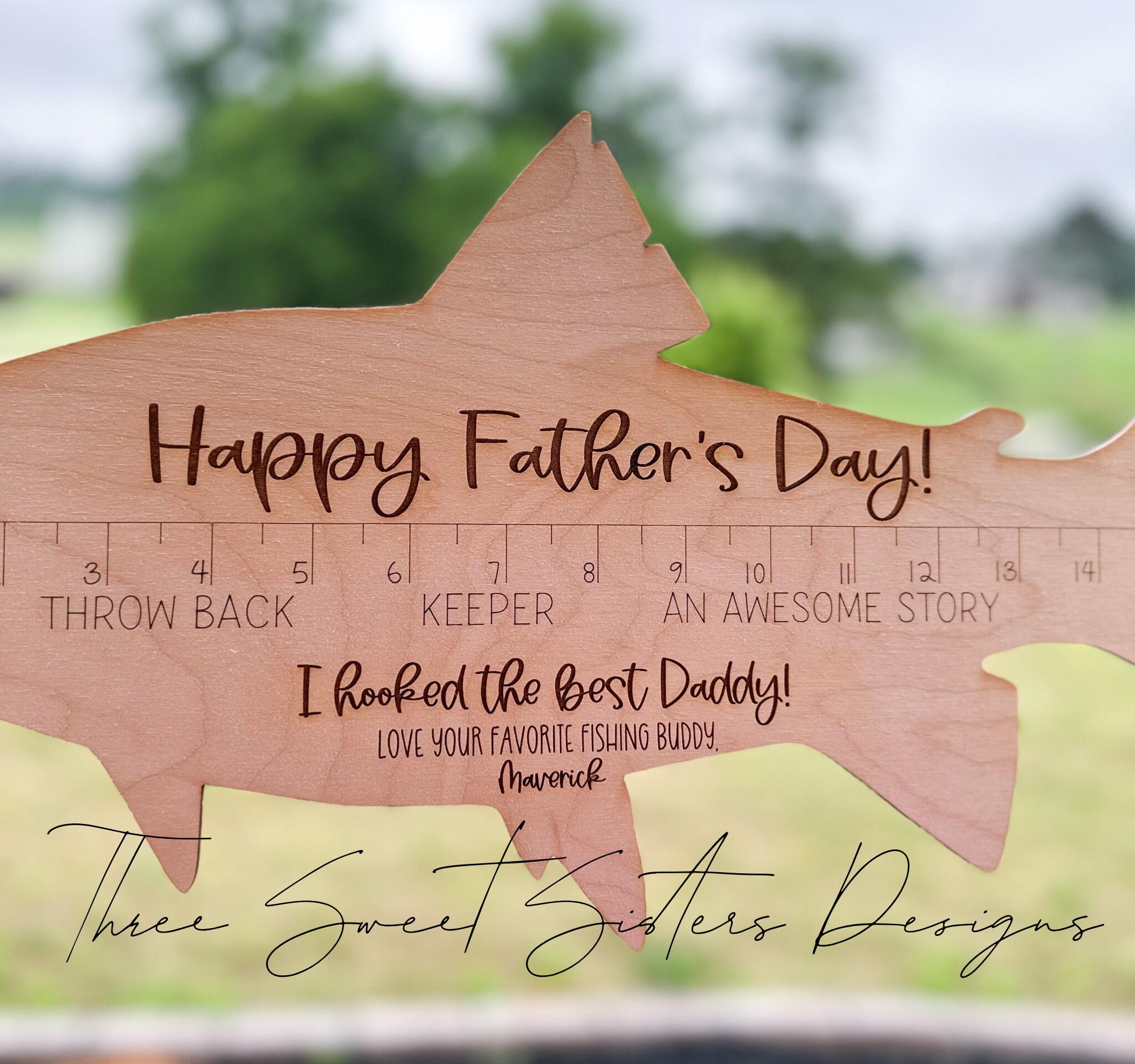Fish Ruler Father's Day Sign SVG Happy Father's Day - Etsy