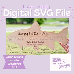 Fish Ruler Father&#39;s Day Sign SVG  | Happy Father&#39;s Day | Laser Cut Files | Glowforge File | Digital Download
