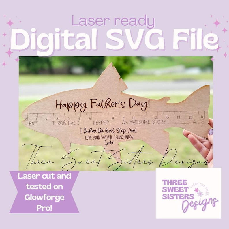 Fish Ruler Father's Day Sign SVG | Happy Father's Day | Laser Cut Files ...