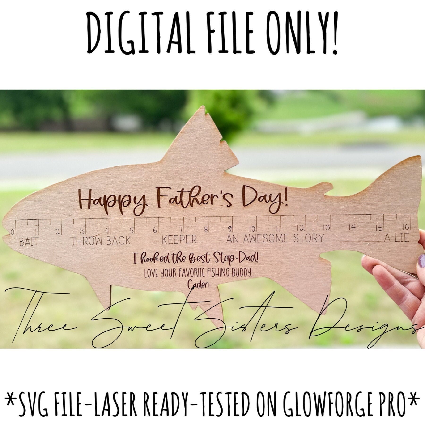Fish Ruler Father's Day Sign SVG Happy Father's Day - Etsy