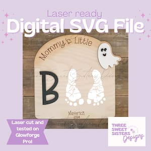 Little Boo Ghost Footprint Halloween Sign SVG File | Glowforge | Digital Download | Laser Cut File