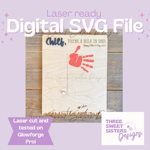 Letrero de golf con huella de mano para el Día del Padre, archivo SVG cortado con láser / Glowforge / Descarga digital