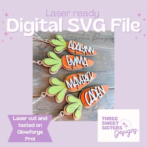 Cesta de Páscoa de cenoura Tag arquivo de corte a laser SVG | Forja Brilhante | Download digital