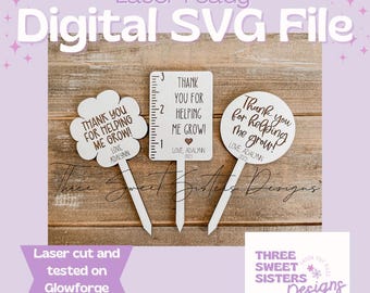 Estacas de planta de professor personalizadas SVG | Arquivos cortados a laser | Arquivos Glowforge | Presentes para o Dia das Mães | Valorização do Professor | Presentes para professores